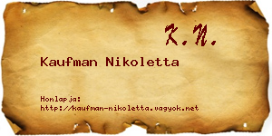 Kaufman Nikoletta névjegykártya